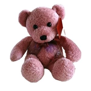 Fiesta Vintage 12" Teddy Bear 2000 Mauvy Pink Bear Plush  Floral Voile Bow